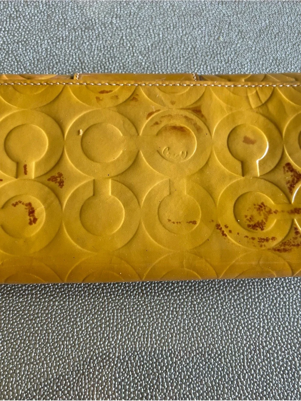 Coach Yellow Mustard Embossed Clutch